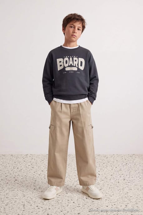 TRENDYOLKIDS Jongens Grijs Met grafische print Lang, Regular fit Sweatshirts - Image 6