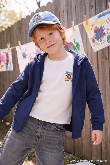 TRENDYOLKIDS Meisjes Donkerblauw Effen Lang, Regular fit Sweatshirts - Image 2