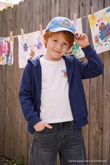 TRENDYOLKIDS Meisjes Donkerblauw Effen Lang, Regular fit Sweatshirts - Image 3