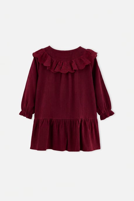 TRENDYOLKIDS Meisjes Bordeauxrood Effen Midi Lang A-lijn Jurken - Image 3