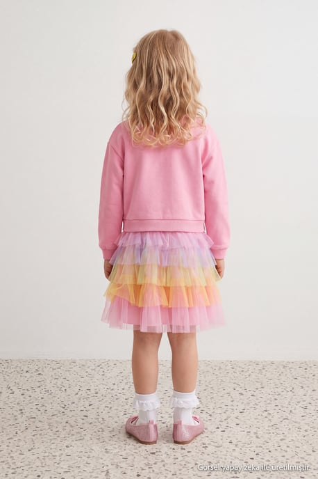 TRENDYOLKIDS Meisjes Roze Met grafische print Midi Lang A-lijn Jurken - Image 3