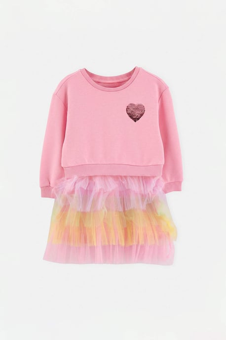 TRENDYOLKIDS Meisjes Roze Met grafische print Midi Lang A-lijn Jurken - Image 4