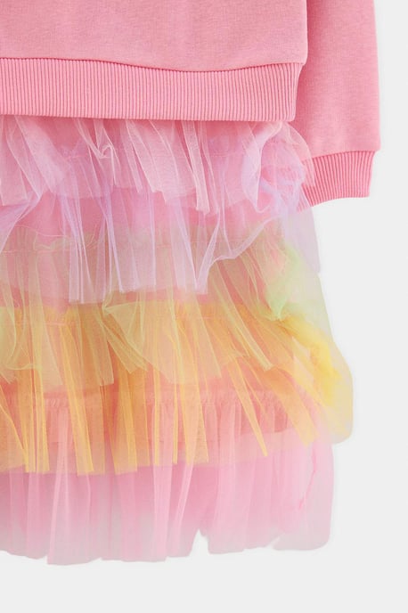 TRENDYOLKIDS Meisjes Roze Met grafische print Midi Lang A-lijn Jurken - Image 5