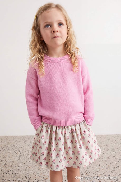 TRENDYOLKIDS Meisjes Roze Effen Lang, Regular fit Truien - Image 1