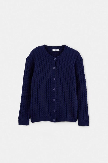 TRENDYOLKIDS Meisjes Donkerblauw Kabelbreisel Lang, Regular fit Vesten - Image 3