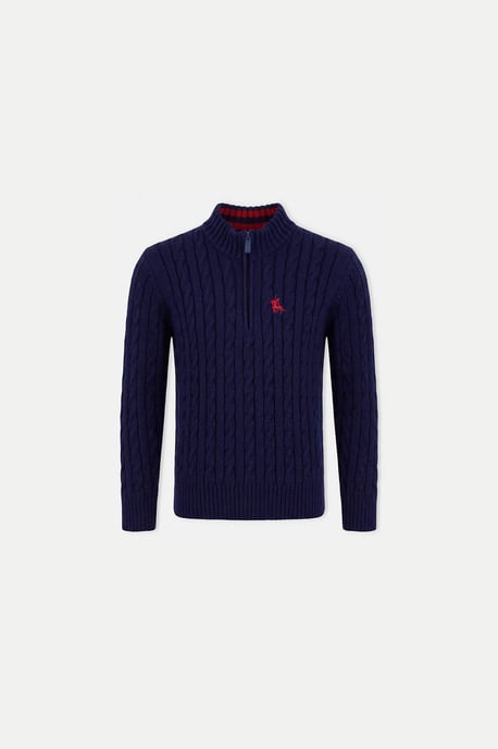 TRENDYOLKIDS Jongens Donkerblauw Effen Lang, Regular fit Truien - Image 3
