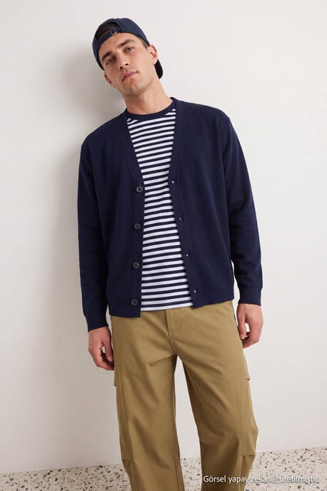 TRENDYOL MAN Heren Donkerblauw Effen Lang, Regular fit Vesten - Image 1