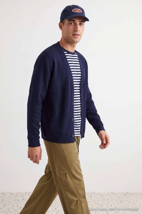 TRENDYOL MAN Heren Donkerblauw Effen Lang, Regular fit Vesten - Image 2