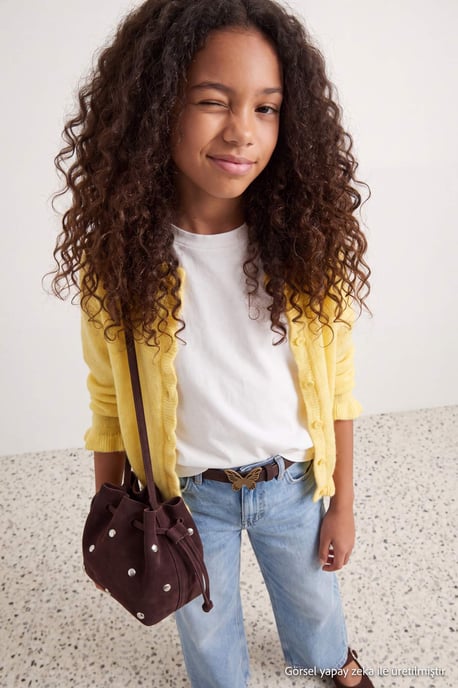 TRENDYOLKIDS Meisjes Geel Effen Lang, Getailleerd Vesten - Image 1