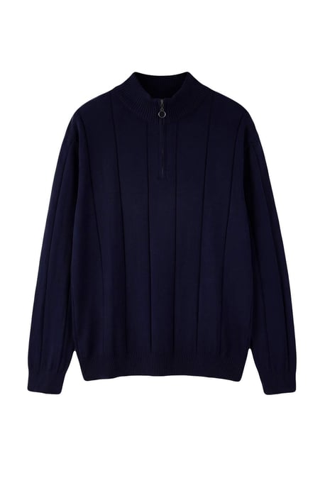 TRENDYOL MAN Heren Donkerblauw Gestreept Lang, Regular fit Truien - Image 5