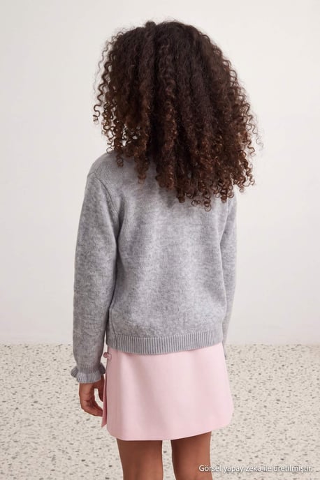 TRENDYOLKIDS Meisjes Grijs Effen Lang, Getailleerd Vesten - Image 3