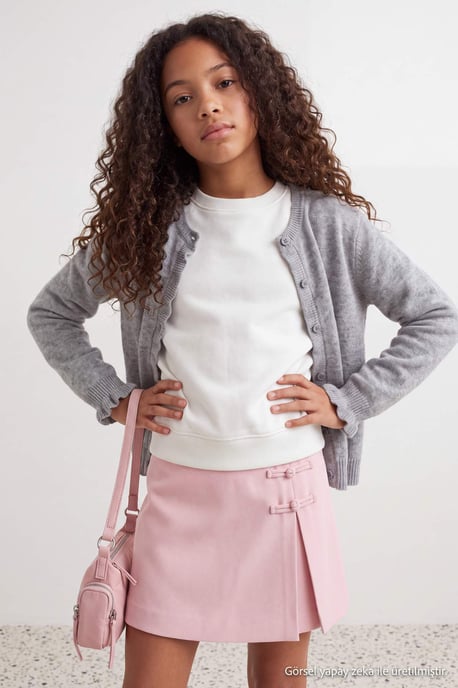 TRENDYOLKIDS Meisjes Grijs Effen Lang, Getailleerd Vesten - Image 6