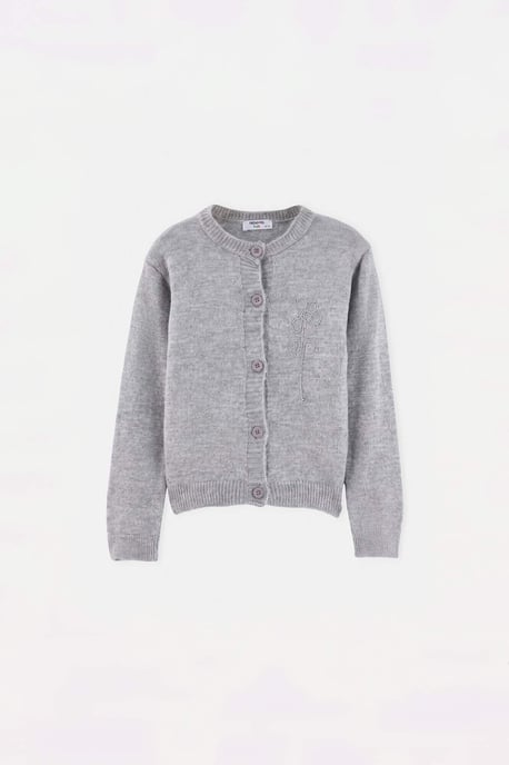 TRENDYOLKIDS Meisjes Grijs Geborduurd Lang, Oversized Vesten - Image 3