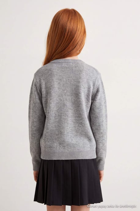 TRENDYOLKIDS Meisjes Grijs Geborduurd Lang, Oversized Vesten - Image 6
