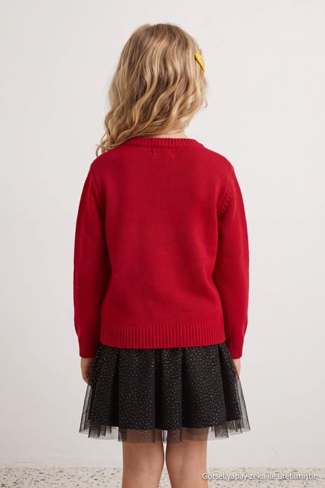 TRENDYOLKIDS Meisjes Rood Met grafische print Lang, Regular fit Truien - Image 3
