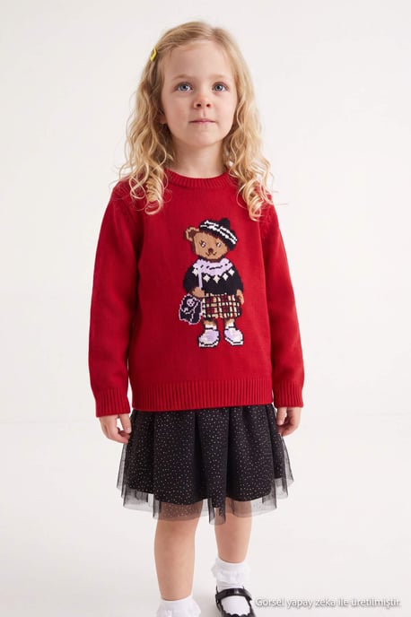 TRENDYOLKIDS Meisjes Rood Met grafische print Lang, Regular fit Truien - Image 6