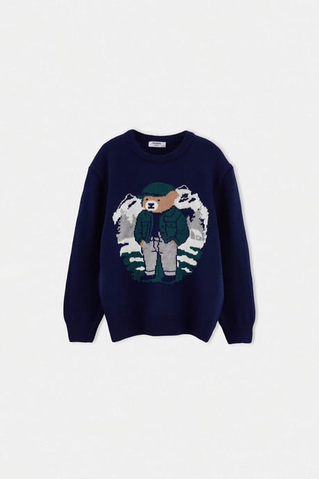 TRENDYOLKIDS Jongens Donkerblauw Met grafische print Lang, Regular fit Truien - Image 1