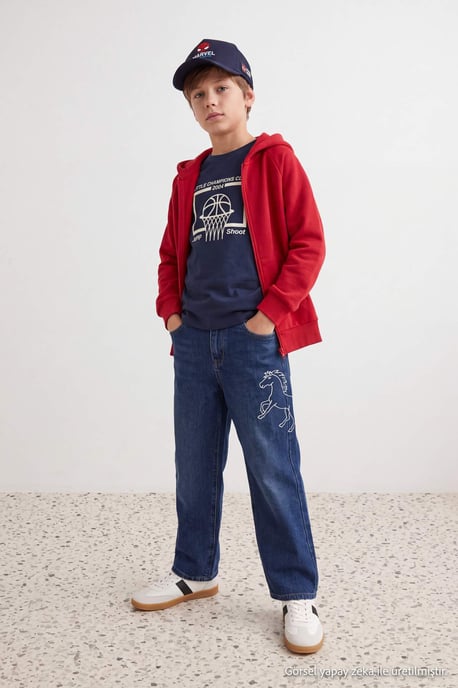 TRENDYOLKIDS Jongens Blauw Effen Normale taille Jeans - Image 1