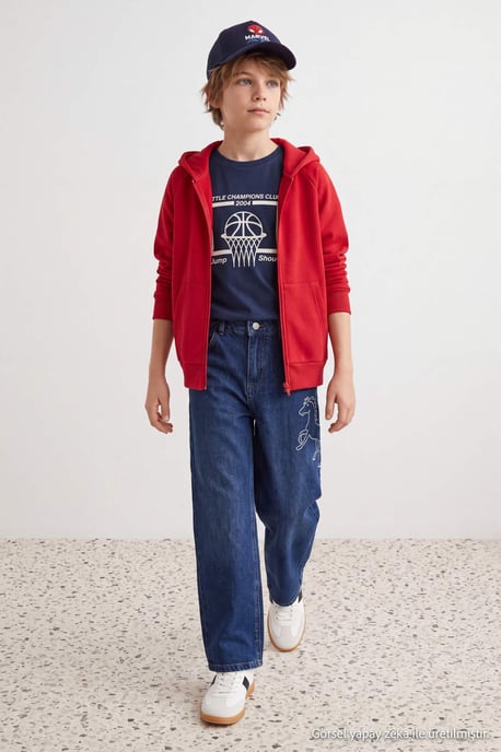 TRENDYOLKIDS Jongens Blauw Effen Normale taille Jeans - Image 6