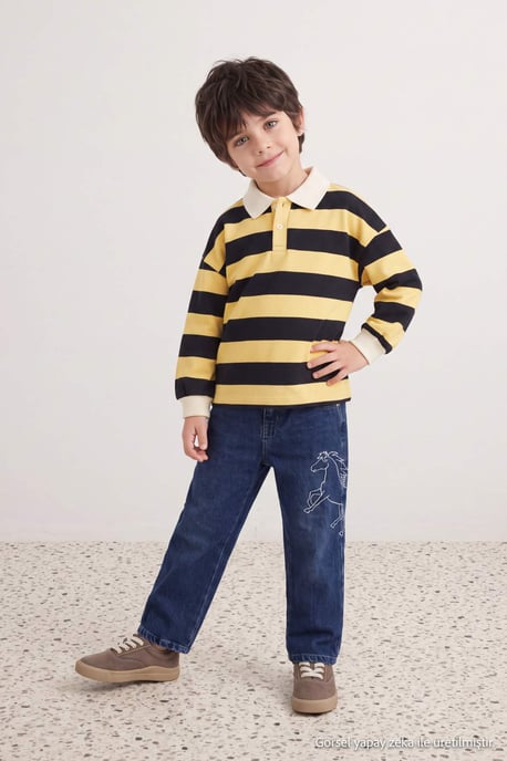 TRENDYOLKIDS Jongens Blauw Effen Normale taille Jeans - Image 1