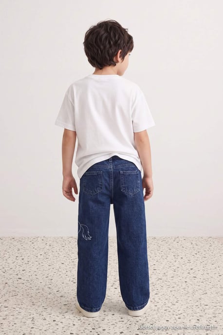 TRENDYOLKIDS Jongens Blauw Effen Normale taille Jeans - Image 2