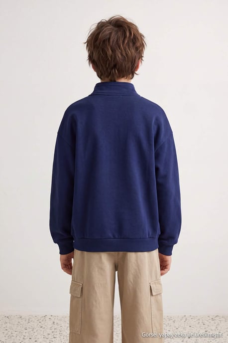TRENDYOLKIDS Jongens Donkerblauw Met grafische print Lang, Regular fit Sweatshirts - Image 6