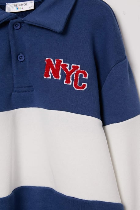 TRENDYOLKIDS Jongens Donkerblauw Met grafische print Lang, Regular fit Sweatshirts - Image 3
