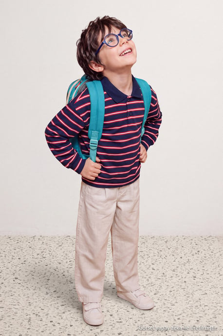 TRENDYOLKIDS Meisjes Donkerblauw Effen Lang, Regular fit T-shirts - Image 1