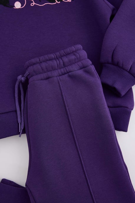 TRENDYOLKIDS Meisjes Paars Effen Lang, Regular fit Tweedelig Sets - Image 5