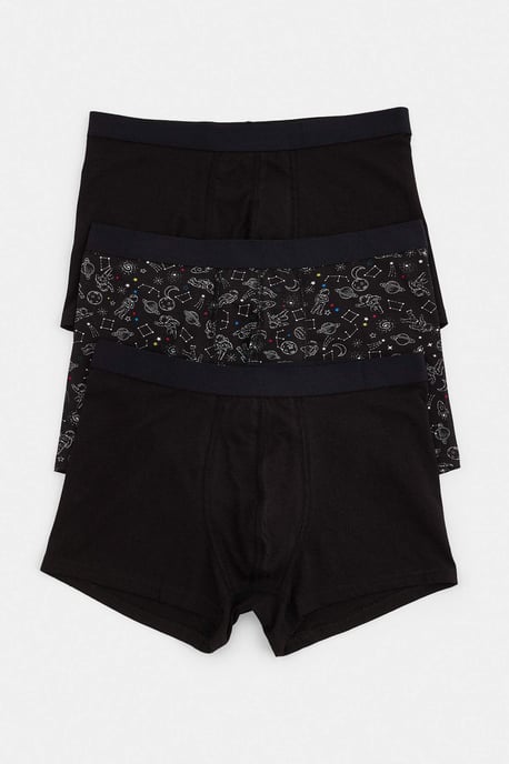 TRENDYOL MAN Heren 3-pack Zwart Galaxy-print Boxer Shorts - Image 1
