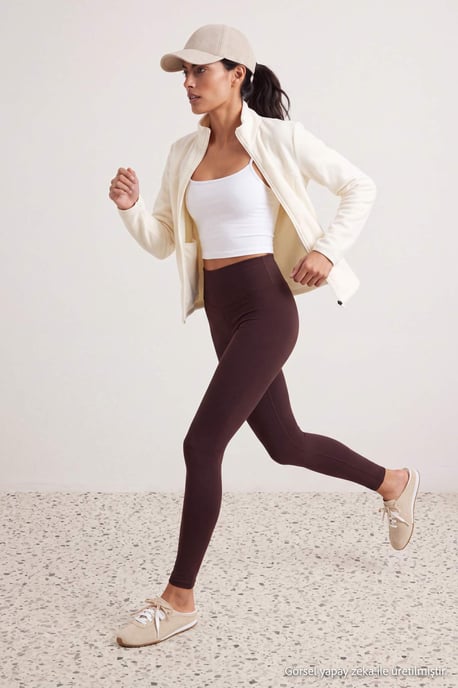 TRENDYOLMİLLA Dames Bruin Effen Hoge taille Sport- Leggings - Image 1