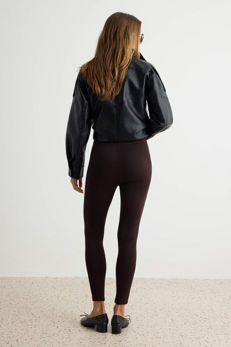 TRENDYOLMİLLA Dames Bruin Effen Normale taille Leggings - Image 3