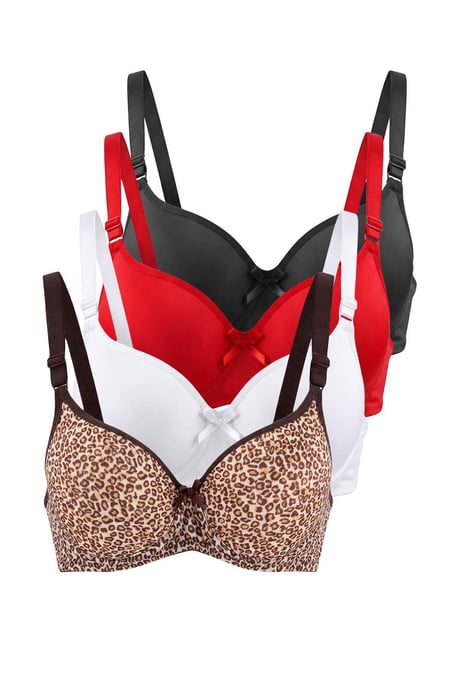 TRENDYOLMİLLA Dames 4-pack Zwart Animal print Vaste cup BH's - Image 1