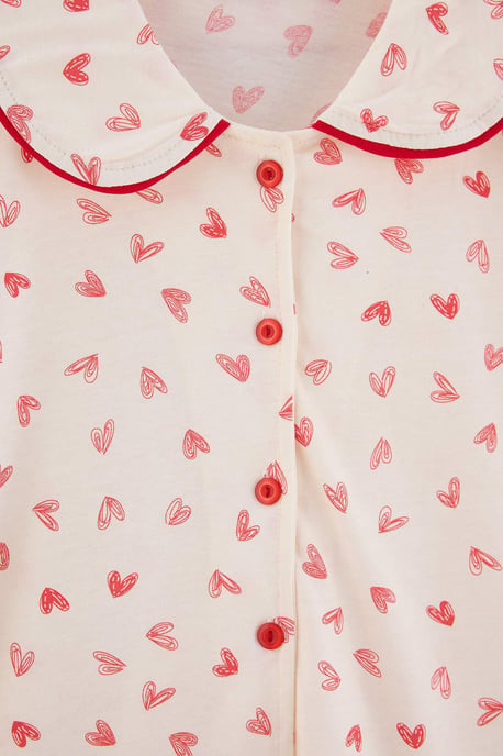TRENDYOLMİLLA Dames 2-pack Ecru Hart- Kort Loungewear Regular fit Pyjama- Sets - Image 3