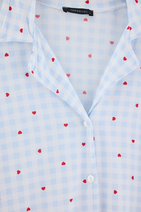 TRENDYOLMİLLA Dames 2-pack Blauw Met grafische print Lang, Regular fit Pyjama- Sets - Image 5
