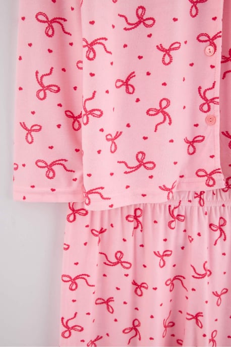 TRENDYOLMİLLA Dames 2-pack Roze Met grafische print Lang, Regular fit Pyjama- Sets - Image 4