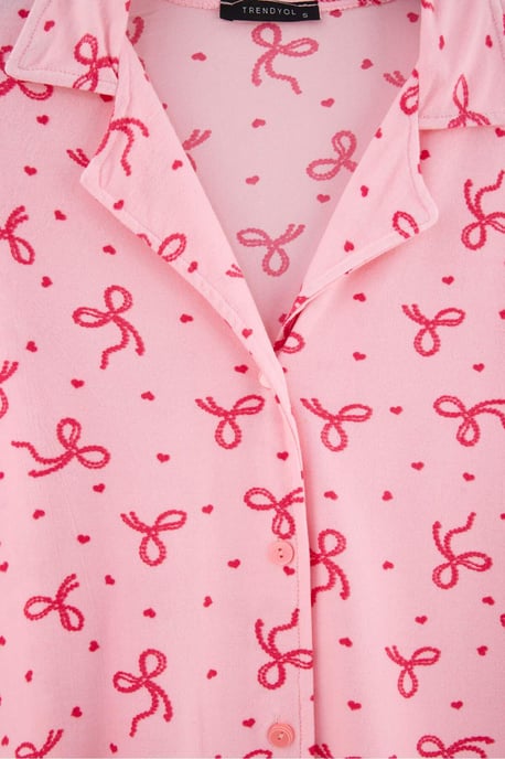 TRENDYOLMİLLA Dames 2-pack Roze Met grafische print Lang, Regular fit Pyjama- Sets - Image 5