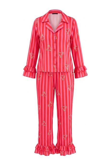 TRENDYOLMİLLA Dames Roze Kerst- Lang, Regular fit Pyjama- Sets - Image 1