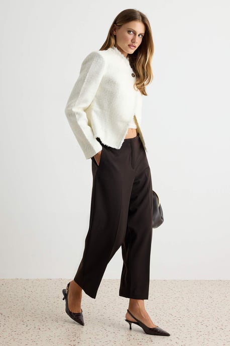TRENDYOLMİLLA Dames Bruin Effen Cigarettebroek Normale taille Broeken - Image 2