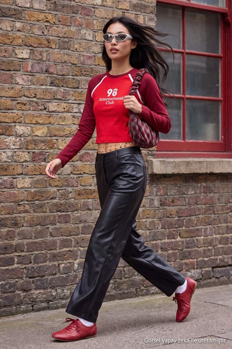 TRENDYOLMİLLA Dames Zwart Effen Barrel-model Normale taille Broeken - Image 2