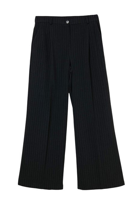 TRENDYOLMİLLA Dames Grijs Gestreept Wijde pijp Normale taille Broeken - Image 1