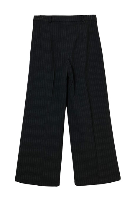 TRENDYOLMİLLA Dames Grijs Gestreept Wijde pijp Normale taille Broeken - Image 2