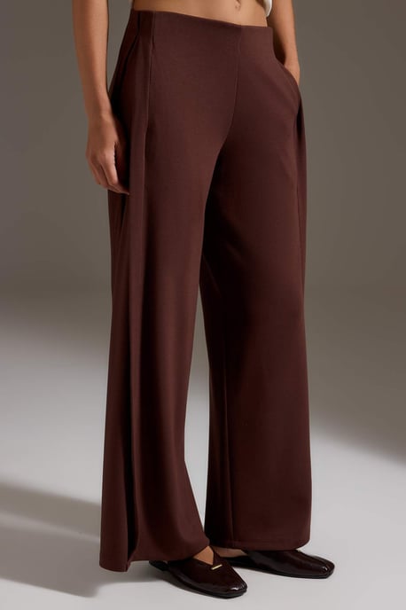 TRENDYOLMİLLA Dames Bruin Effen Wijde pijp Normale taille Broeken - Image 2
