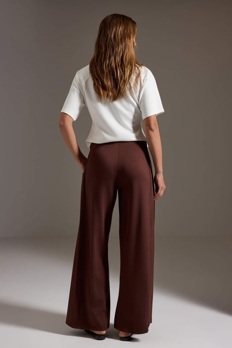 TRENDYOLMİLLA Dames Bruin Effen Wijde pijp Normale taille Broeken - Image 3