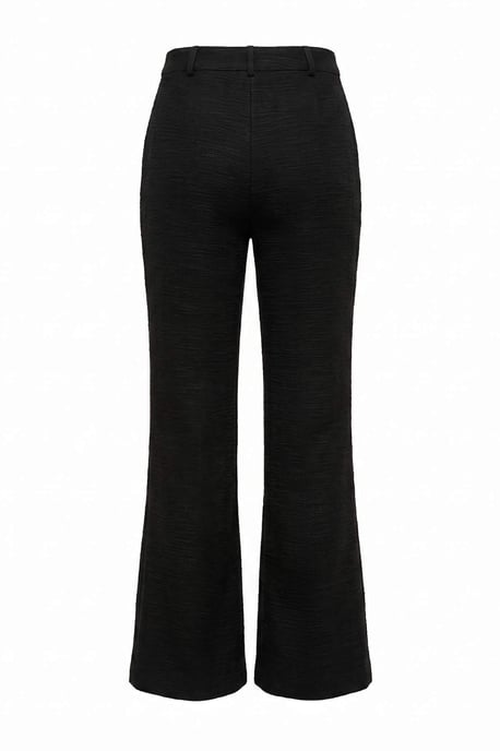 TRENDYOLMİLLA Dames Zwart Effen Wijde pijp Normale taille Broeken - Image 2