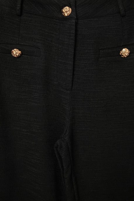 TRENDYOLMİLLA Dames Zwart Effen Wijde pijp Normale taille Broeken - Image 3
