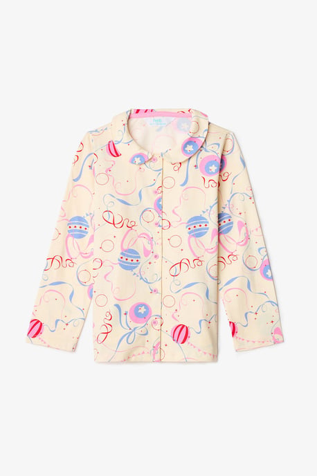 Meisjes Circuspatroon Knopjes Lange Mouwen Pyjama Set - Image 4