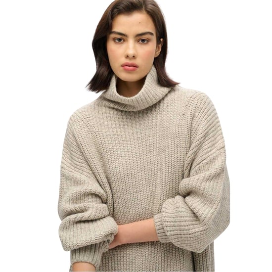 Superdry Gebreide trui-jurk met col voor dames, knielengte (Lichtgrijs) - Image 4