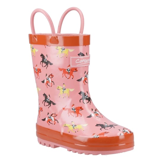 Cotswold Kinder Puddle Paard Wellington Laarzen (Roze/Rood) - Image 5