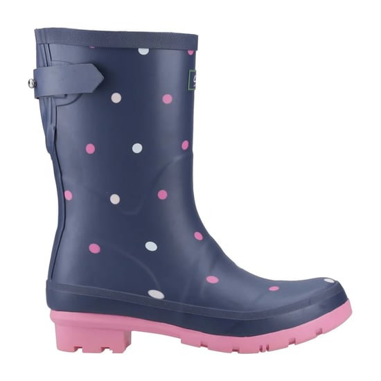 Cotswold Dames Clarence Gestippelde Mid Cut Wellingtonboots (Marineblauw/Roze) - Image 1
